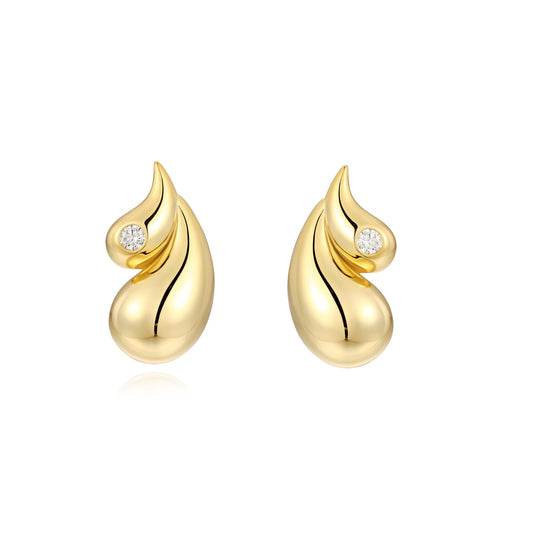 Morning Dew - Premium Moissanite Luxury Fashion Light Luxury Jewelry Silver Stud Earrings S925 Silver Electroplated Gold