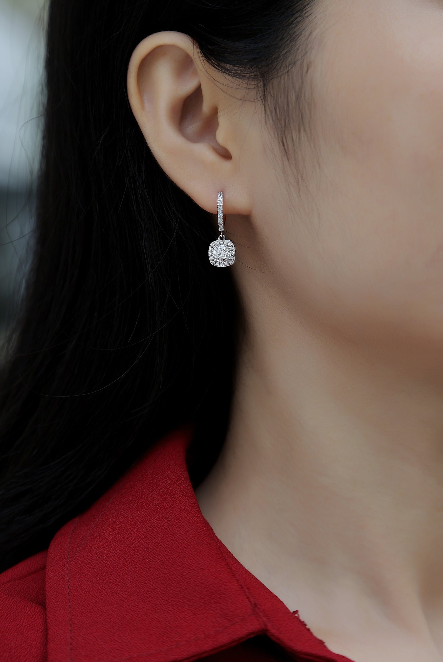 Dream Search - Earrings Set With 0.5-carat Top-quality Moissanite S925, Silver And Platinum-plated Stud Earrings, A Fashionable And Trendy Accessory That Can Be Tested With A Diamond Pen