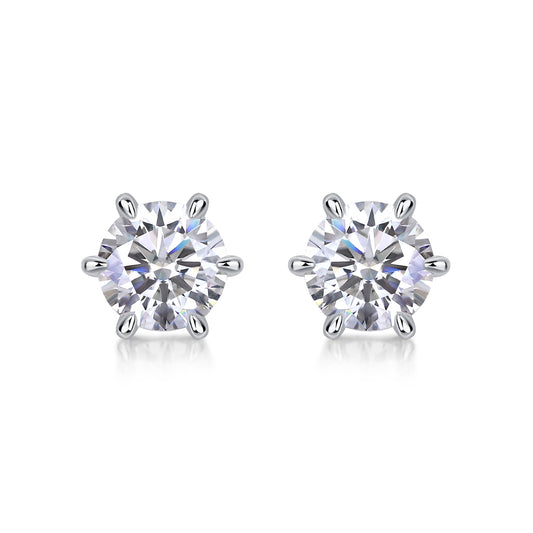 Diamond Protection - Set With 1-carat Top-quality Moissanite S925, Silver And Platinum-plated Stud Earrings, A Fashionable And Trendy Accessory That Can Be Tested With A Diamond Pen