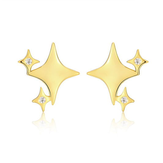 Top-quality Moissanite Luxury And Fashionable Light Luxury Jewelry Silver Stud Earrings S925 Silver Electroplated Gold