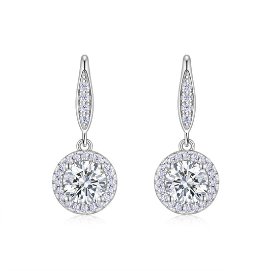 A Luxurious And Fashionable Minimalist Jewelry Earring Set Featuring A 1-carat Top-quality Morganite, Made Of S925 Silver Electroplated With Platinum.