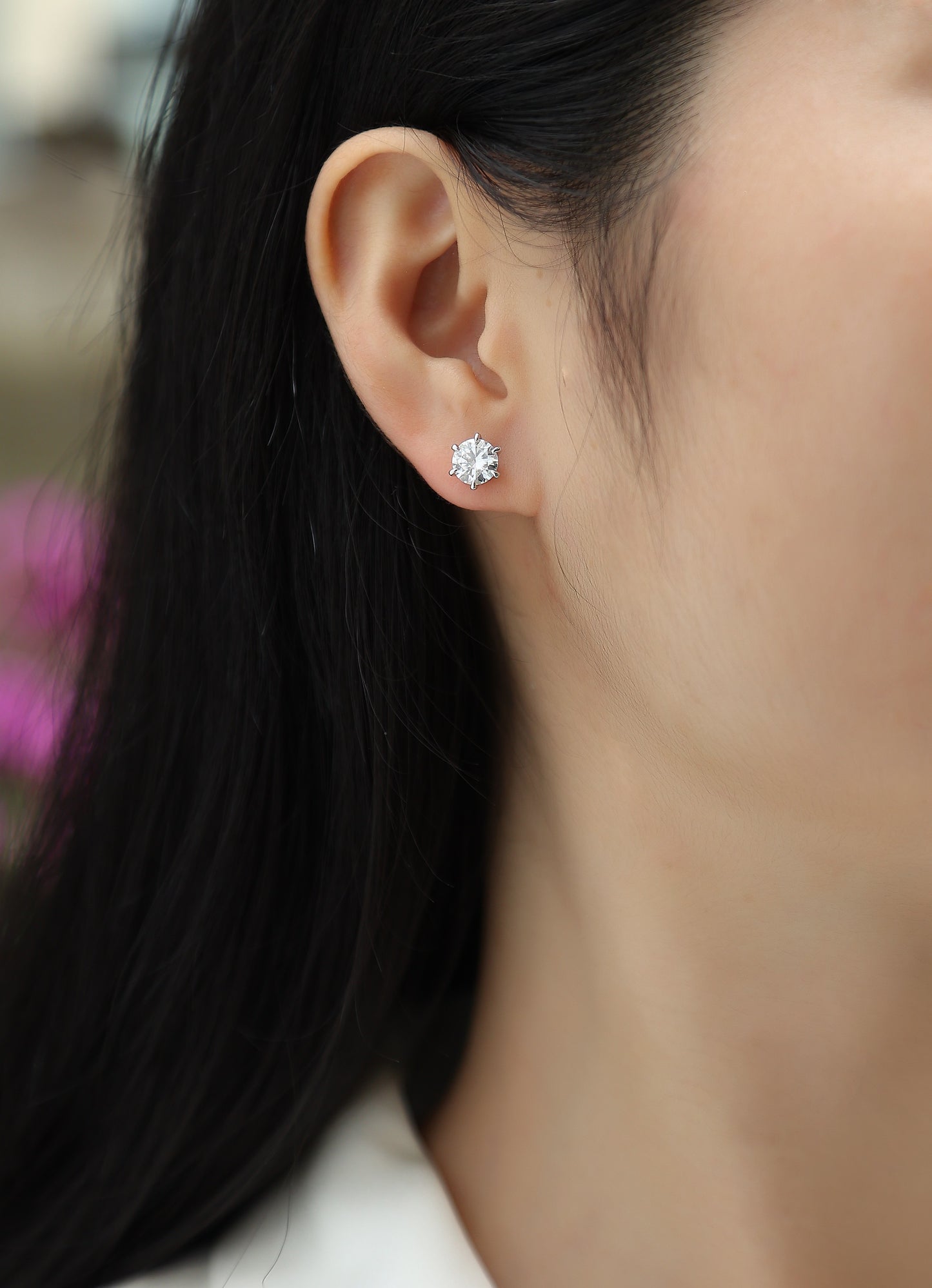 Diamond Protection - Set With 1-carat Top-quality Moissanite S925, Silver And Platinum-plated Stud Earrings, A Fashionable And Trendy Accessory That Can Be Tested With A Diamond Pen