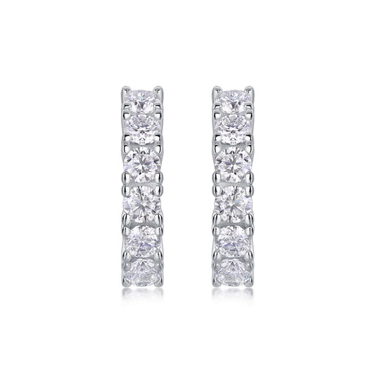 Pursuit - Top-quality Moissanite S925 Silver And Platinum-plated Stud Earrings, A Fashionable And Trendy Accessory, Can Be Tested With A Diamond Pen
