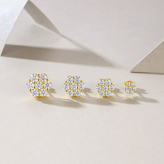 Top-quality Moissanite Luxury And Fashionable Light Luxury Jewelry Silver Stud Earrings S925 Silver Electroplated Gold
