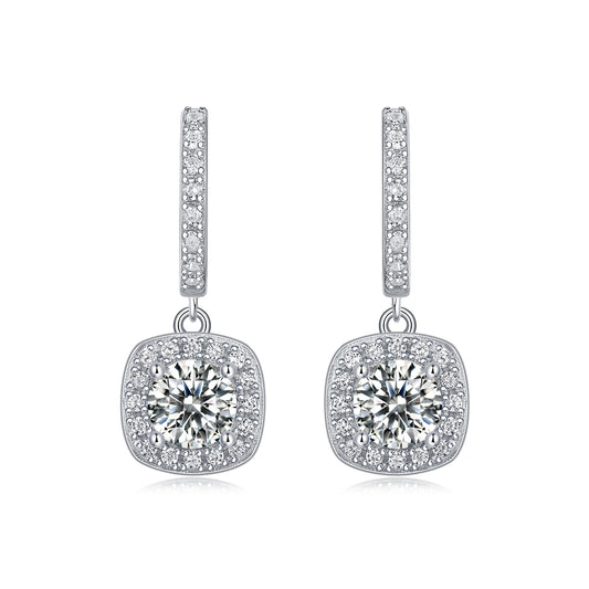 Dream Search - Earrings Set With 0.5-carat Top-quality Moissanite S925, Silver And Platinum-plated Stud Earrings, A Fashionable And Trendy Accessory That Can Be Tested With A Diamond Pen
