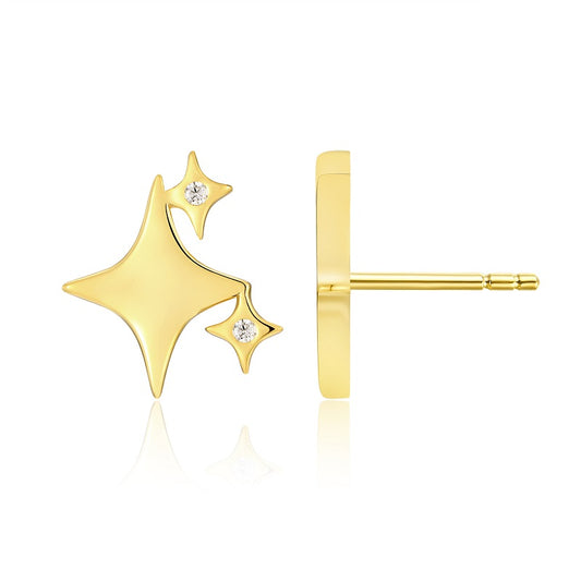 Top-quality Moissanite Luxury And Fashionable Light Luxury Jewelry Silver Stud Earrings S925 Silver Electroplated Gold