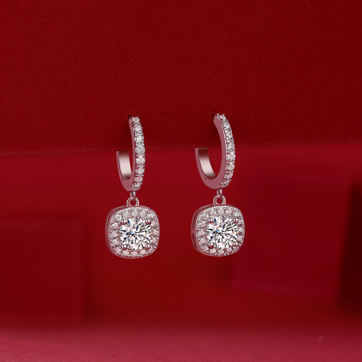 Dream Search - Earrings Set With 0.5-carat Top-quality Moissanite S925, Silver And Platinum-plated Stud Earrings, A Fashionable And Trendy Accessory That Can Be Tested With A Diamond Pen